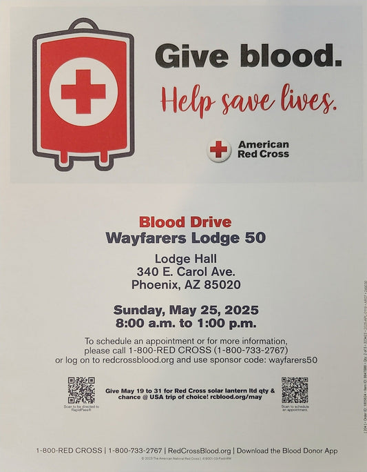 Blood Drive at Wayfarers Lodge 50