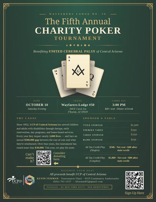 The Fifth Annual Wayfarers Lodge #50 Charity Poker Tournament